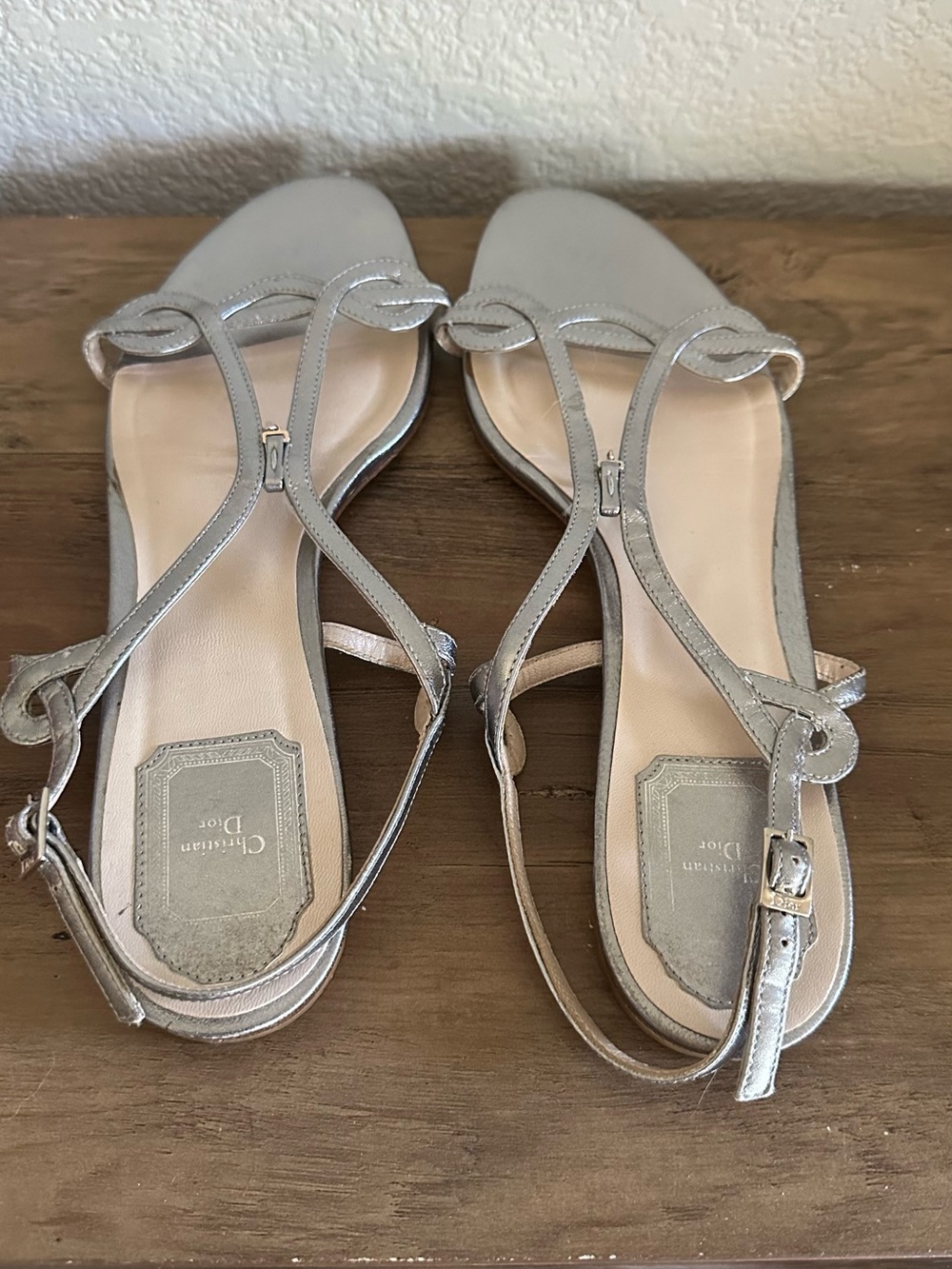 Dior Metallic Silver Loop-Strap Sandals - Picture 7 of 7